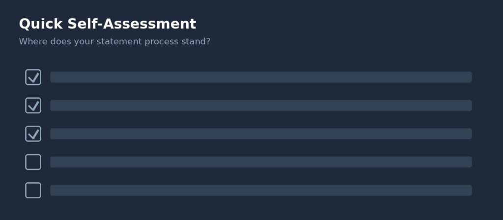 Self-assessment checklist icon graphic for patient statement process review