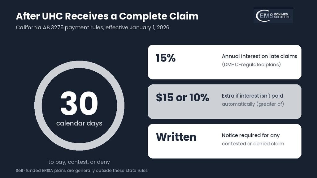 California AB 3275 rules requiring health plans to pay claims within 30 calendar days